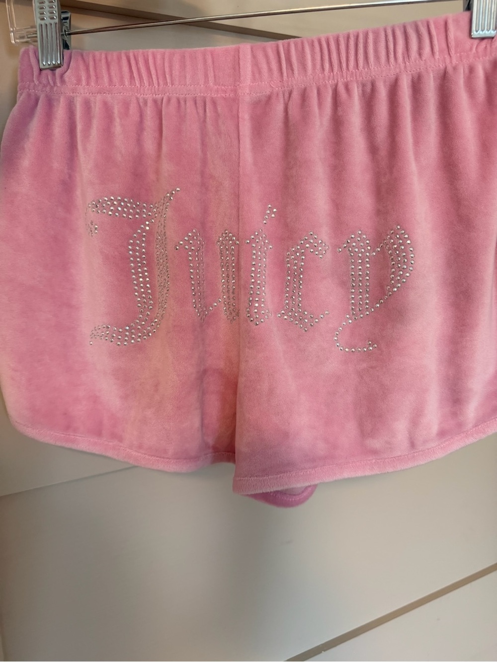 THE Juicy Couture Pink Velour Shorts with‎ Rhinestone Logo
